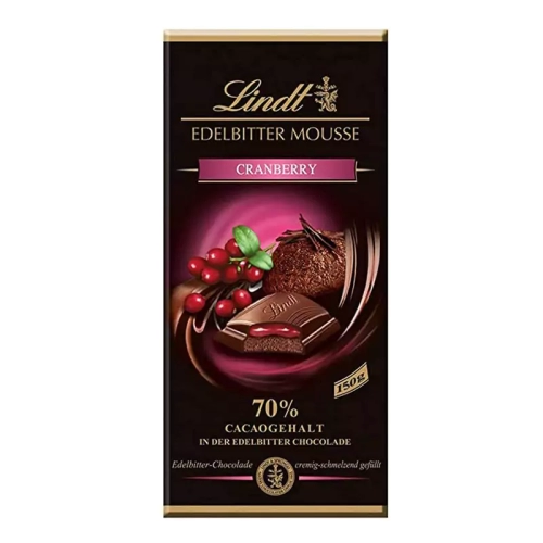 شکلات تخته ای Lindt موس کرنبری (70 درصد)