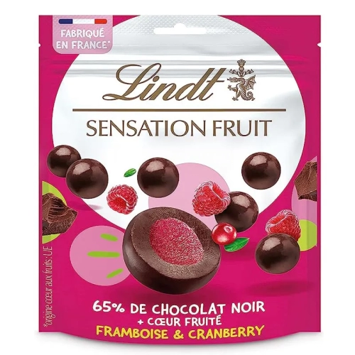 شکلات میوه ای لینت تلخ با طعم تمشک و کرانبری Sensation lindt